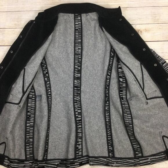 Etcetera Zebra Mock Collar Wool Blend Fleece Lined Long Sleeve 3/4 Coat Size 12 - Picture 6 of 13